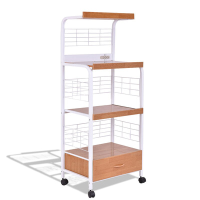 

3-Tier Rolling Kitchen Microwave Oven Stand Cart with Electric Outlet
