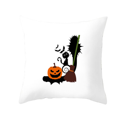 

4545cm Pillow Case Cushion Cover Halloween Interest Letter Pumpkin Home Decor