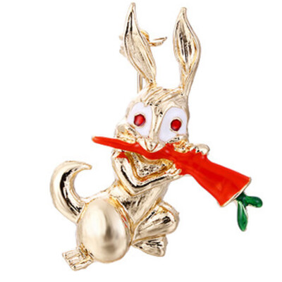 

Practical Cartoon Enamel Women Badge Gold Plated Brooch Rabbit Carrot Fashion Jewelry
