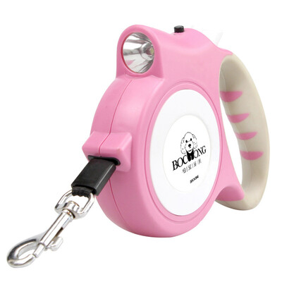 

BOCHONG BCQY-101-Pink with light 5 m automatic telescopic traction rope small&medium dog Teddy Labrador special dog leash dog chain