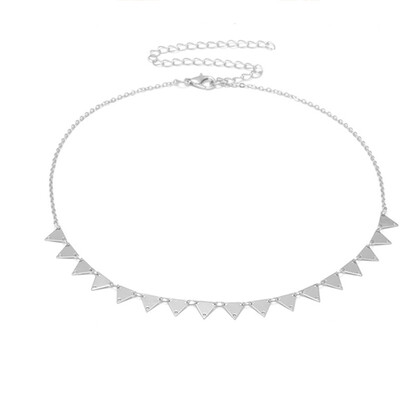 

New Simple Fashion Style Geometry Sequins Copper Chain Simple Short Necklace for Women Chokers Necklaces Gifts