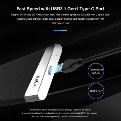

Netac Z6 Portable SSD Mini External Solid State Drive 960GB Type-c USB31 Super Speed