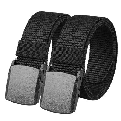 

2 Pack Men Women Belts 472 Inch Adjustable Webbing Belt With Plastic Buckle