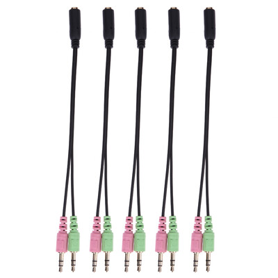 

35mm Stereo Audio Female to 2 Male Headphone Mic Y Splitter Cable Adapter