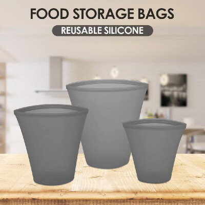 

3pcs Reusable Silicone Food Storage Bags Food Preservation Bags Food Container Leakproof for Vegetable Liquid