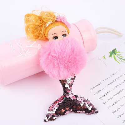 

Creative new mermaid Key Chains Animal Mermaid Keychain Lovely Rabbit Fur Ball Car Keyring Women Key Holder Bag Jewelry