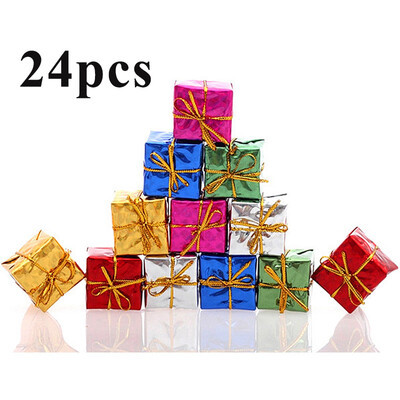 

24pcs Small Christmas Ornament Foam Gift Box Tree Hanging Party Decoration