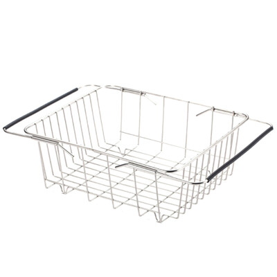 

Over the Sink Dish Rack In Sink or On Counter with Black Utensil Silverware Storage Holder