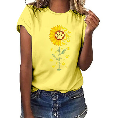 

Starmoon Women Summer Printing Pockets Short Sleeve Shirt Casual Tunic Tops Blouse