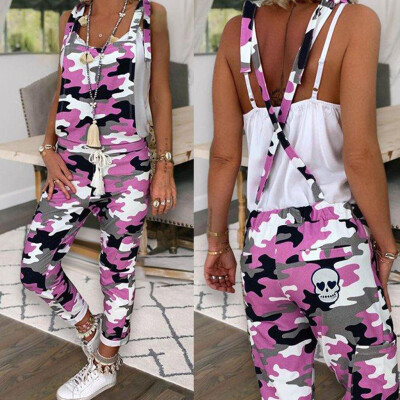 

Tailored Womens Fashion Summer Casual Camouflage Bib Pastoral Simple Bib Jumpsuit