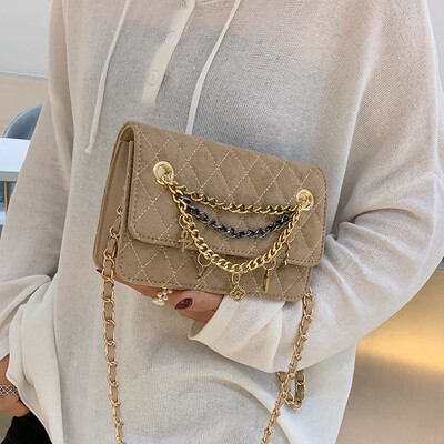 

Chic small bag female 2019 new Korean version of the wild slung shoulder one ins with the same paragraph rhombic chain small square bag