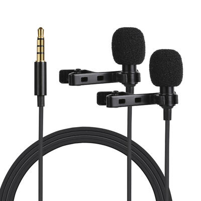 

Mini Lavalier Lapel Microphone Dual Headed Recording Clip On Condenser Mic