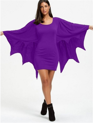 

Pure color bat sleeve skirt