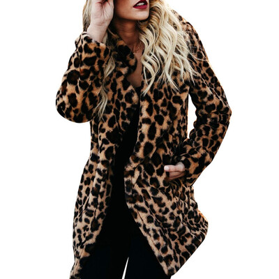

Toponeto Women Warm Winter Top Sweatshirt Ladies Leopard Print Pullover Jumper Coat