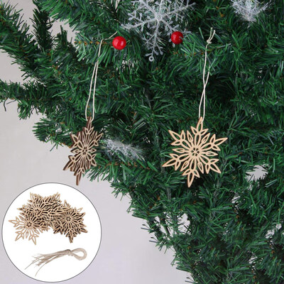 

10Pcs Hanging Snowflake Wooden Hollow Carved Christmas Tree Ornament Home Decor