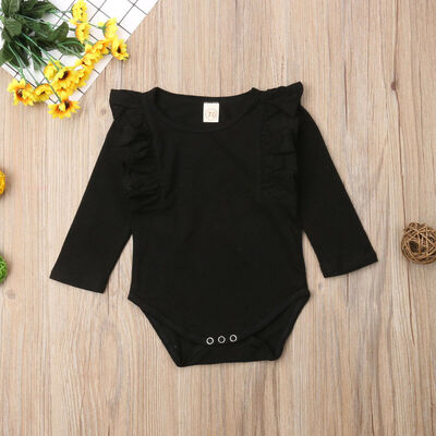

Newborn Baby Girl T Shirt Solid Color Long Sleeve Ruffle Romper Bodysuit Jumpsuit Outfit