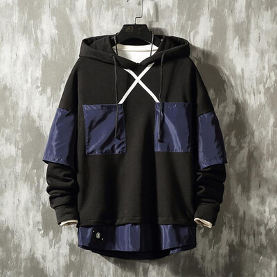 

Toponeto Men Splicing Button Pullover Long Sleeve Hooded Sweatshirt Tops Blouse