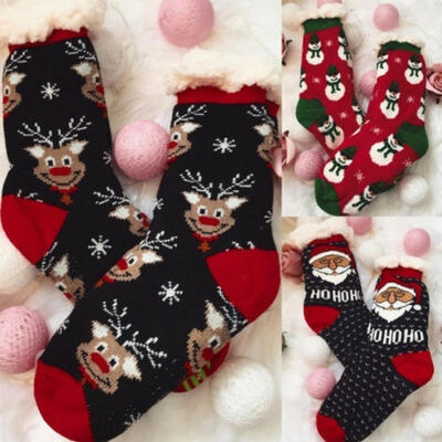

Women Winter Socks Christmas Gift Warm Wool Sock Cute Snowflake Deer Comfortable