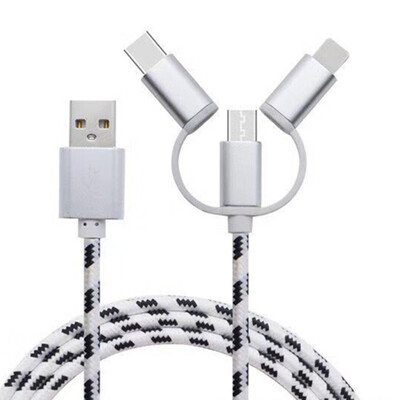 

USB to Type C 8 Pin Micro 3 in 1 Multiple 24A USB Charging Cable for iPhone X 8 Galaxy S8 Huawei Mate 9 Xiaomi 6