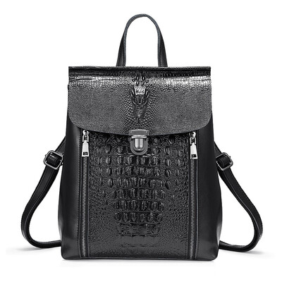 

REALER backpack women split leather backpack school bags for girls teenagers for books waterproof large travel bag SilverPink