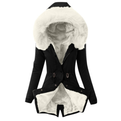 

Tailored Ladies Fur Lining Coat Womens Winter Warm Thick Long Jacket Hooded Overcoat