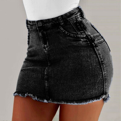 

Roseonmyhand New Women Summer Short Jeans Denim Female Pockets Wash Denim Mini Skirts