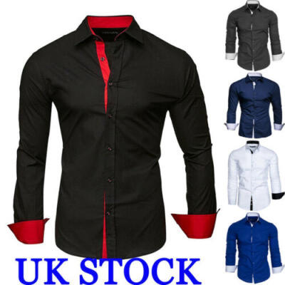 

Fashion Mens Casual Long Sleeve Shirts Formal Slim Fit Shirt Tops Blouse T-Shirt