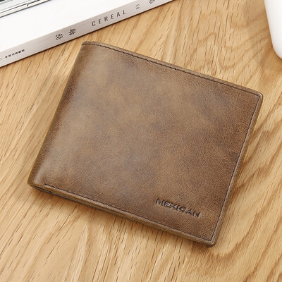 

Scarecrow MEXICAN wallet mens leather cross-section wallet first layer cowhide two fold short wallet multi-card card package MBO30971M-03 yellow brown