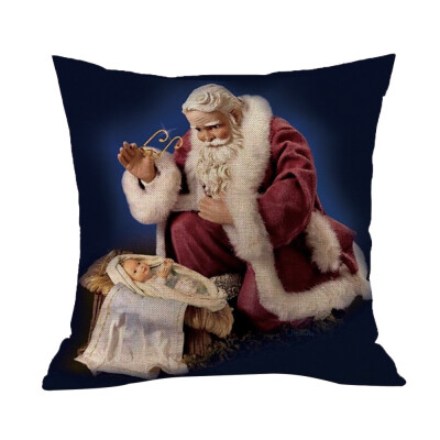 

Tailored Happy Christmas Pillow Cases Linen Sofa Cushion Cover Home Decor Pillow Core