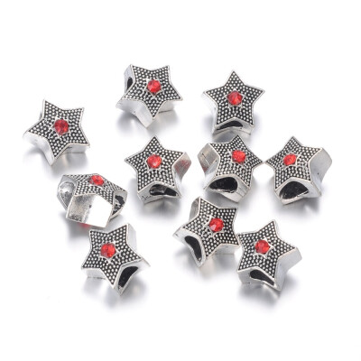 

Alloy European Beads Large Hole Beads with Rhinestone Star Antique Silver Hyacinth 11x9mm Hole 45mm