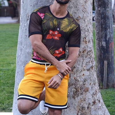

Gobestart Mens Summer New Style Casual Loose-fitting Striped Beach Five-cent Trousers