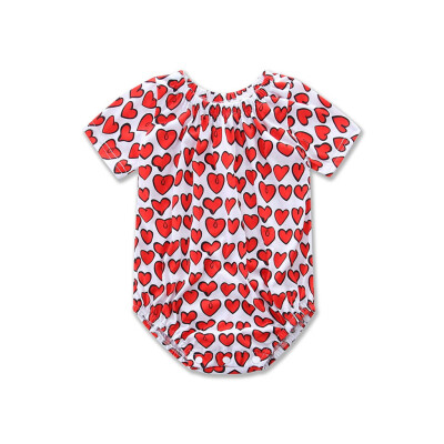 

Summer Infant Baby Girls Boys Short Sleeve Heart Print Romper Bodysuit Clothes