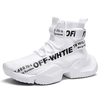 

High-top mens shoes breathable mesh mens tide shoes casual wild running shoes sports socks shoes