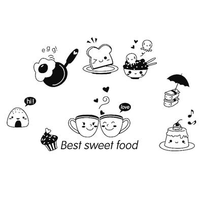 

Cute Cartoon Food Removable PVC Wall Sticker Kitchen Bar Refrigerator Decal