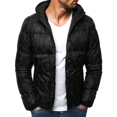 

Mens Thick Quilted Print Zipper Jacket Slim Long Sleeve Sports Winter Warm Tops