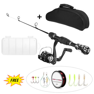 

Lixada Ice Fishing Rod Combo with Ice Fishing Rod Spinning Reel Ice Fishing Hooks Nylon Fishing Lines Soft Worms Lures Reflective