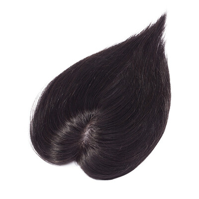 

Hand Made Short Human Hair Toppers Straight Hairpiece Clip in Crown Hair Extensions for Covering White Loss Hair Toupee