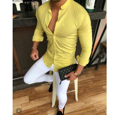 

Luxury Men Slim Fit Dress Shirt Long Sleeve Stylish Formal Casual T-shirt Top