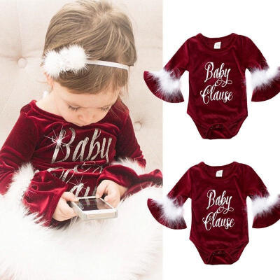 

Cute Santa Claus Baby Kids Girls Fur Romper Jumpsuit Bodysuit Outfits Party One-pieces Clothes