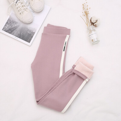 

Winter 2018 new product add thick cotton side edge white strip show thin size leggings warm pants