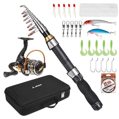 

Portable Fishing Rod&Reel Combo Telescopic Fishing Rod Pole Spinning Reel Set Fishing Line Lures Hooks Barrel Swivels with Car