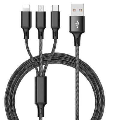 

US 3 in 1 Multi Charger Charging Cable Cord For iPhone TYPE C Android Micro USB