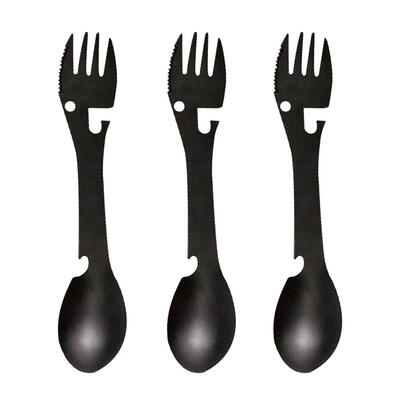 

3pcs 5 in 1 Outdoor Spork Stainless Steel Spoon Fork Bottle Can Opener Tool