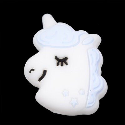 

Food Grade Environmental Silicone Beads Chewing Beads For Teethers DIY Nursing Necklaces Making Unicorn LightBlue 265x21x10