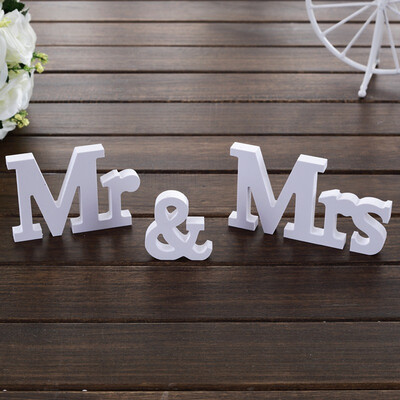 

New Hot 3 pcsset Wedding Decorations Mr & Mrs Mariage Decor Birthday Party Decorations White Letters Wedding Sign