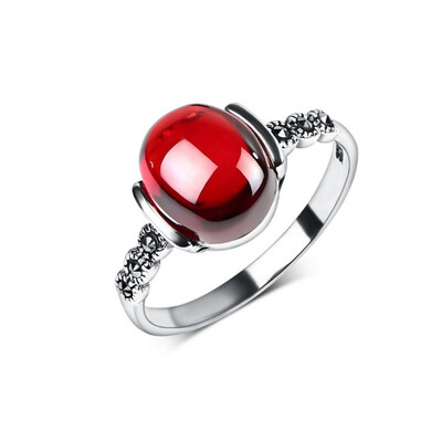 

Tianyin garnet ring 925 silver green jade pendant agate silver ring