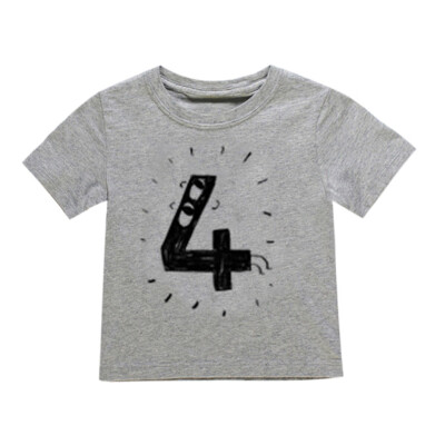 

Newborn Baby Kids Boy Girl Number Cartoon Short Sleeve T-shirt Tee Tops Clothes