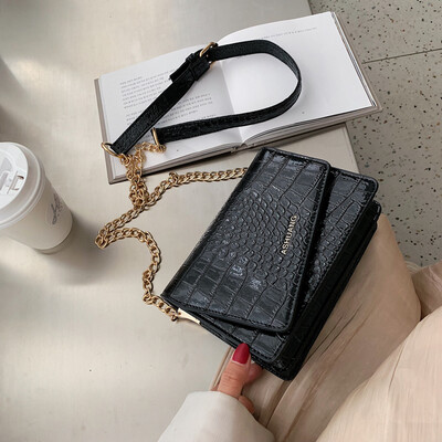 

Ins Vintage Crocodile Fashion Womens Bag 2019 New Bag chic Chain Small Square Bag Single Shoulder Messenger Bag Tide