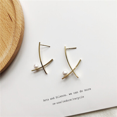 

Aretes de mujer modernos 2018 new brand design semi-circular flower earrings generous minimalist Korean earrings for women