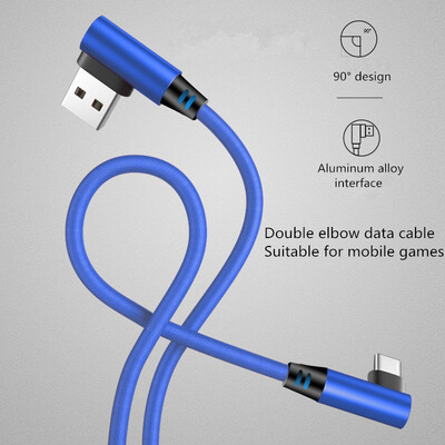 

90 Degree Data Cable  Shape Double Elbow Game Fast Charging Cable Fabric Nylon Braid Cable for iPhone Type C Android